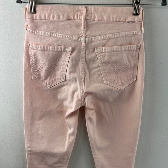 MOTHER Pink Lemonaid 25 Looker STep Fray Ankle Denim Jeans High Rise Skinny $239 - Picture 6 of 11